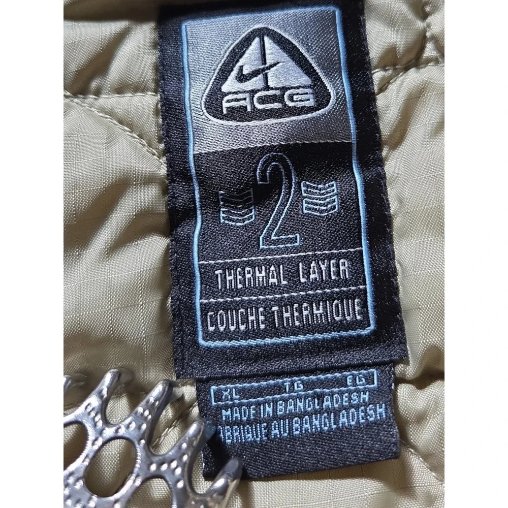 Nike ACG Tan Quilted Thermal Layer Full Zip Jacket‎ Lightweight XL